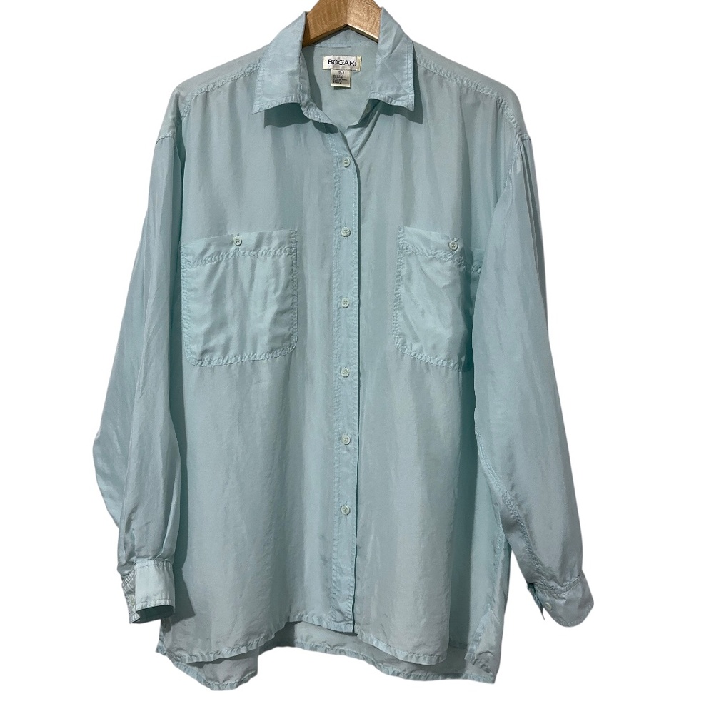 Bogari Vintage Silk Shirt Mens Size L Button Up Lightweight Summer